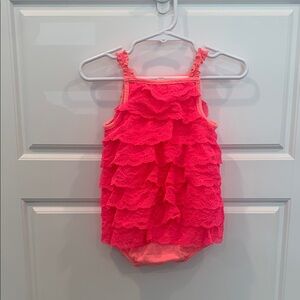 🌺Cherokee Pink Lace Ruffle Romper